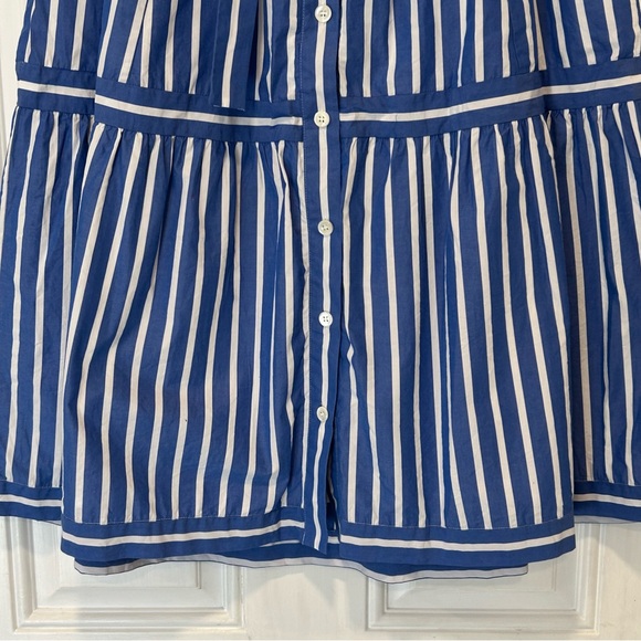 J Crew Womens Blue White Stripe Button Front A-Line Midi Lined Cotton Skirt Sz 4 - Picture 3 of 11